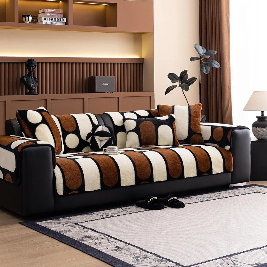Yiran Furniture Kaninchenplüsch Sofahülle aus Samt, rutschfest und waschbar, B/B/B: 70 x 70 x 70 cm - Bild 5