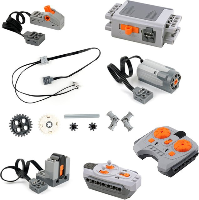 Wishiot Power Functions M Motor Technology Bausteinsatz mit Zahnrädern und Wellenanschluss, Grau - Bild 1
