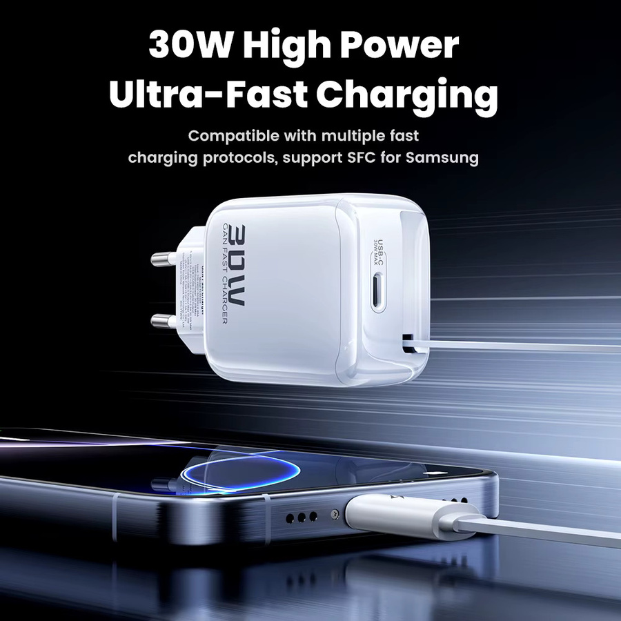 Toocki 30 W GaN-Ladegerät mit einziehbarem 68 cm USB-C-Kabel, weiß, Schnellladegerät mit QC PD 3.0 und PPS für iPhone, Samsung und Tablets - Bild 6