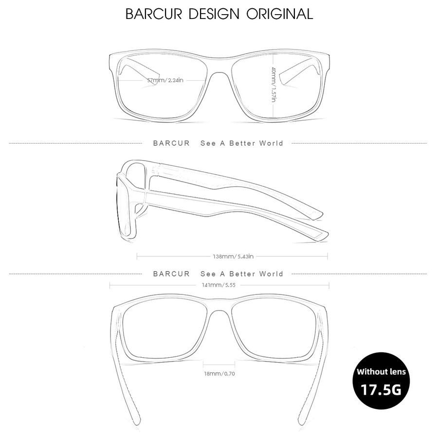 BARCUR Korrektionsbrille, Vollrand, rechteckig, Kunststoff, Unisex, transparent, black - Bild 2