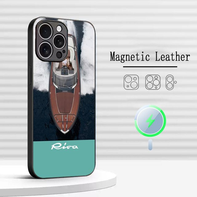RIVA Yacht Luxus Handyhülle aus Lammleder mit MagSafe für iPhone 17 16 15 14 13 12 Pro Max Plus, Multicolor - Bild 1