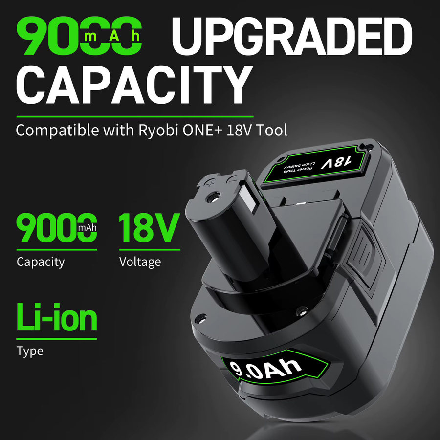 Ryobi 18V 9000mAh Lithium-Ionen Akku für P108 P104 P105 P107 RB18L50 RB18L40 Werkzeuge - Bild 2