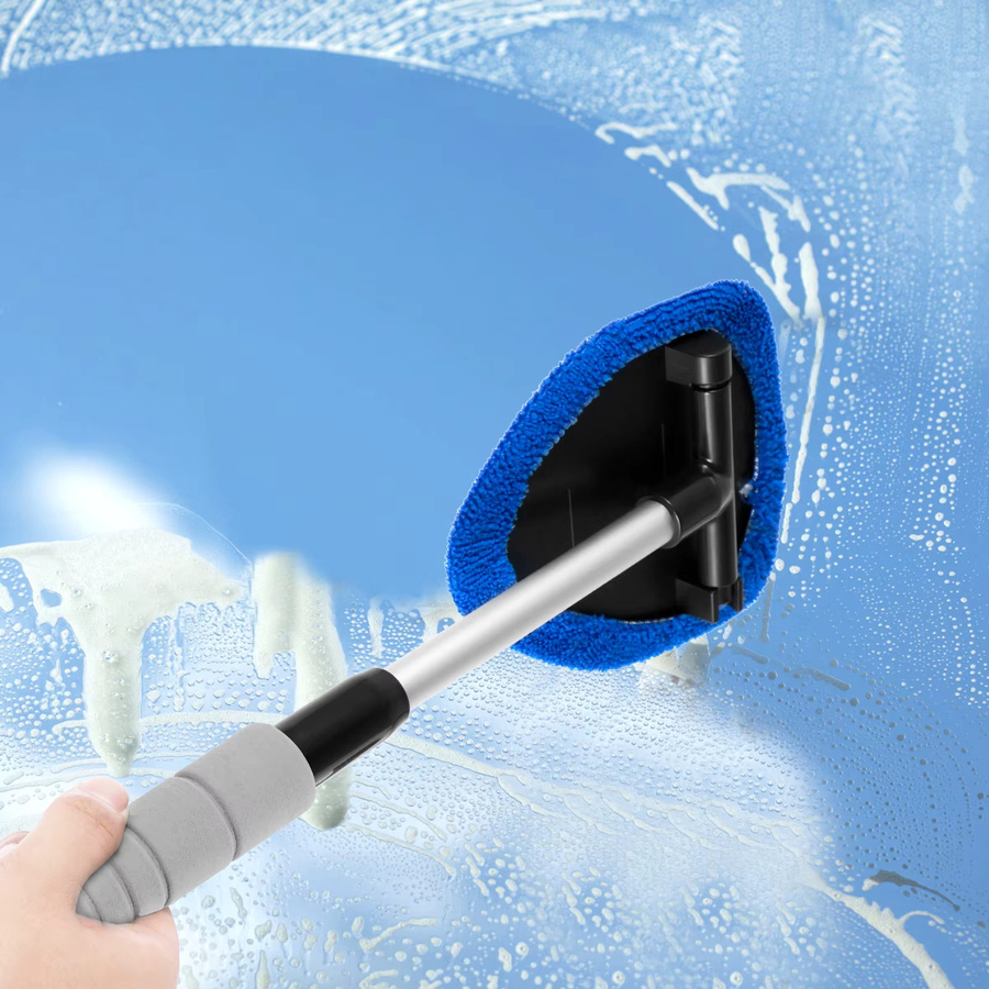 everso Teleskopische Fensterreinigungsbürste mit Mikrofasertuch und Griff in Blau - Bild 4
