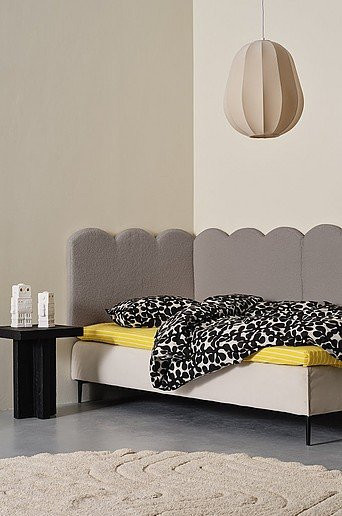 BURLEY TEDDY Kopfteil in Grau mit Animal-Print und Polsterung, Breite: 90 cm - Bild 1