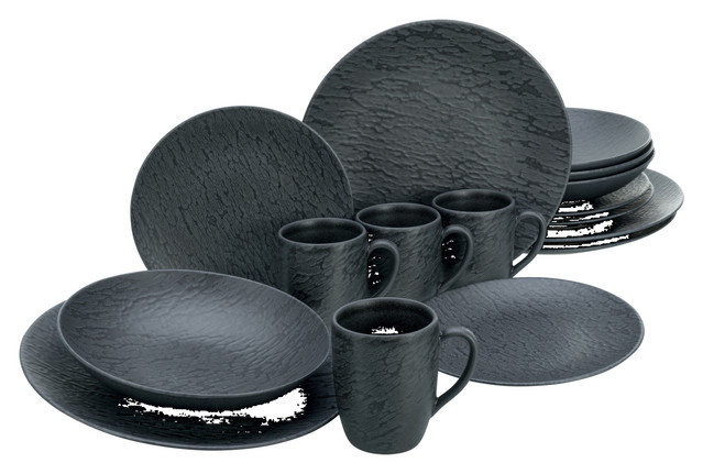 CreaTable Kombiservice Schiefer Schwarz aus Steinzeug, 16-teilig - Bild 1