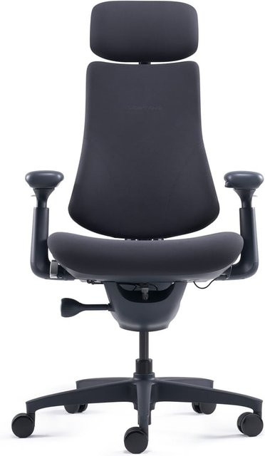 Libernovo Omni High End Ergonomischer Bürostuhl aus Stoff mit Armlehnen und Kopfstütze, Schwarz, Höhenverstellbar - Bild 1