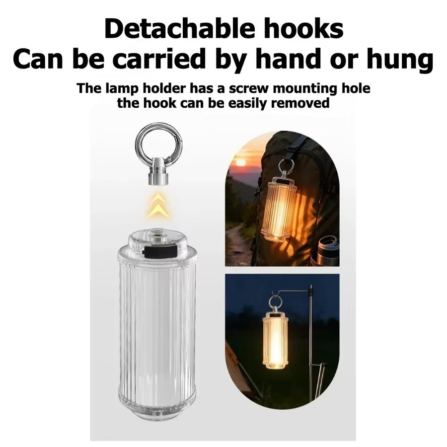 BRS Z3 PRO LED Campinglaterne mit Typ-C Akku, wiederaufladbare Mini-LED-Taschenlampe für Outdoor und Zelt, transparent - Bild 4