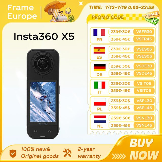 Insta360 X5 Action-Kamera 360 Grad Sportkamera mit 8K 30Fps Videoaufnahme in Schwarz - Bild 1