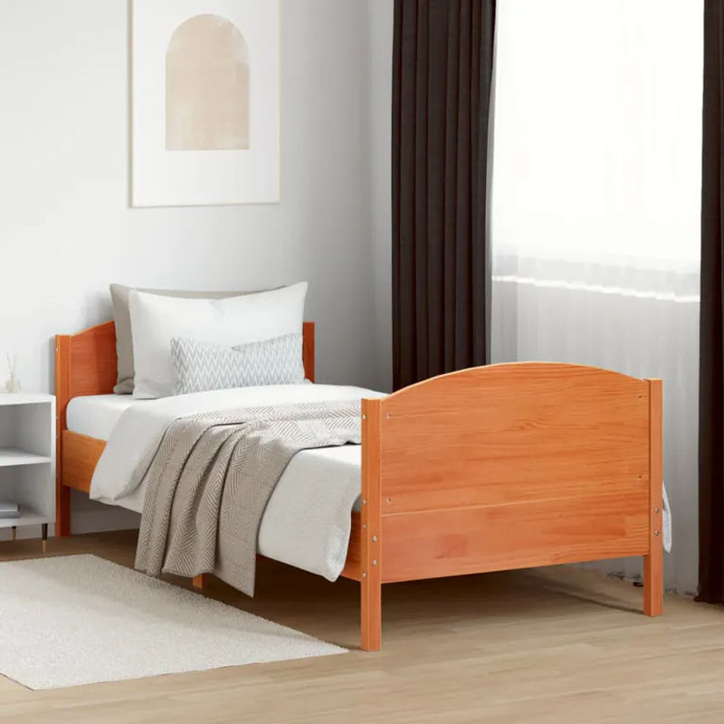 Vidaxl Massivholzbett aus Kiefer in Braun im Landhausstil, B/T/H: 75 x 190 cm - Bild 4