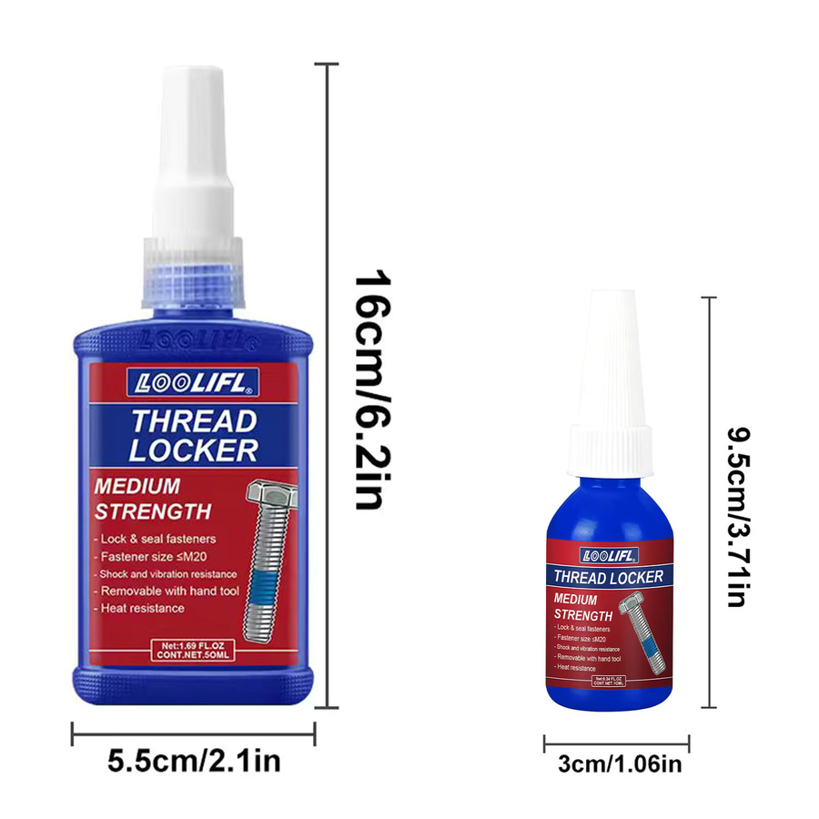 LOOLIFL Gewindeschraubbefestigungskleber in Blau mit mittlerer Festigkeit, ölbeständig und rostfrei, 10 ml bis 50 ml - Bild 6