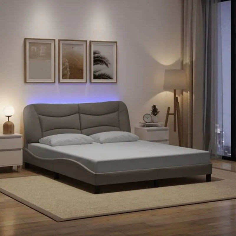 Modernes Polsterbett mit LED von vidaxl in Taupe meliert, B/T: 160 x 200 cm - Bild 1
