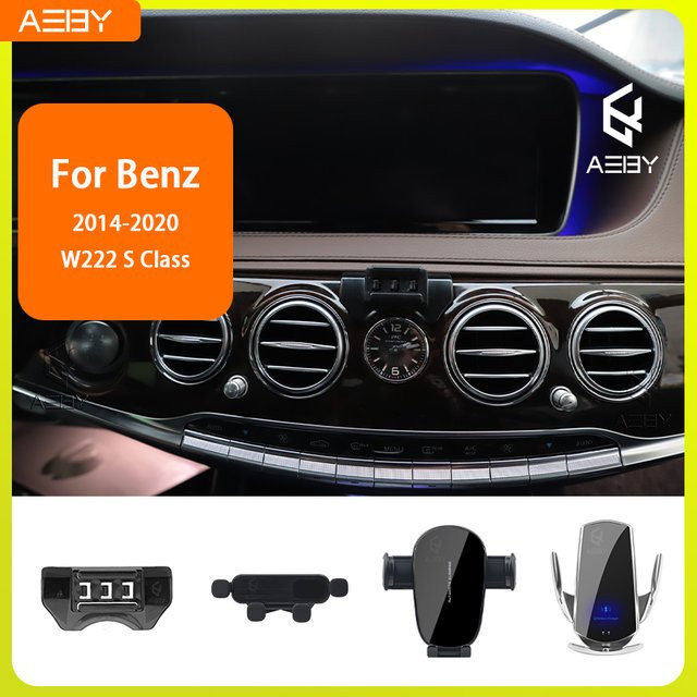 Handyhalterung mit kabelloser Ladestation für Mercedes Benz S-Klasse W222 (2014-2020), Farbe: Schwarz - Bild 1