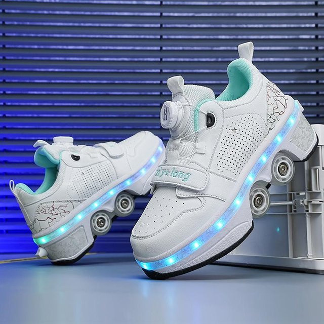 Runaway Shoes Vierrad-Deformation Sportschuhe mit Lichtern, Aufladbare Rollschuhe - Bild 1