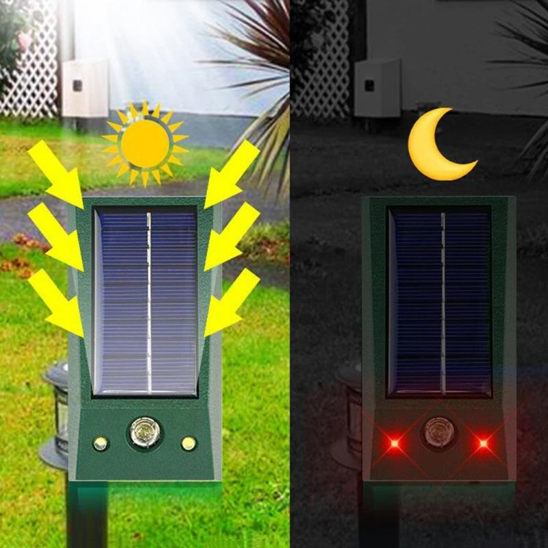 Lanzhong home life Solar Ultraschall Katzenabwehr und Vogelabwehr IP66 Wasserdicht, Grün - Bild 4