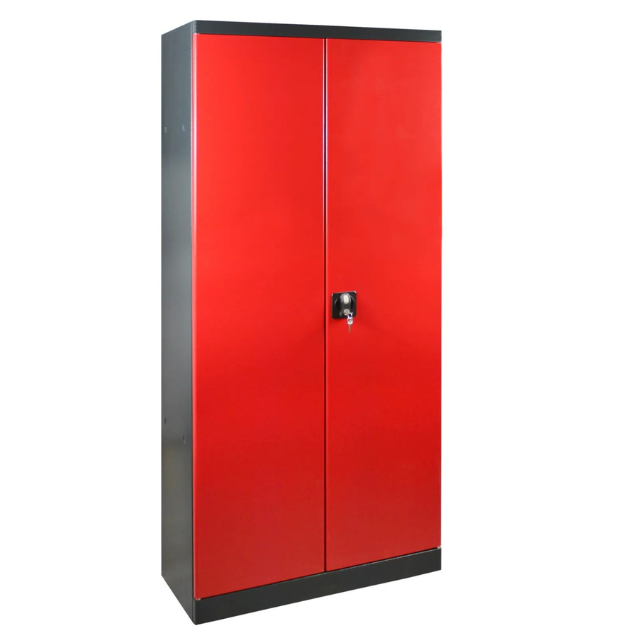PROREGAL Putzmittelschrank mit 2 Türen aus Stahl in Anthrazitgrau und Rot, H x B x T: 178 x 80 x 37 cm - Bild 2