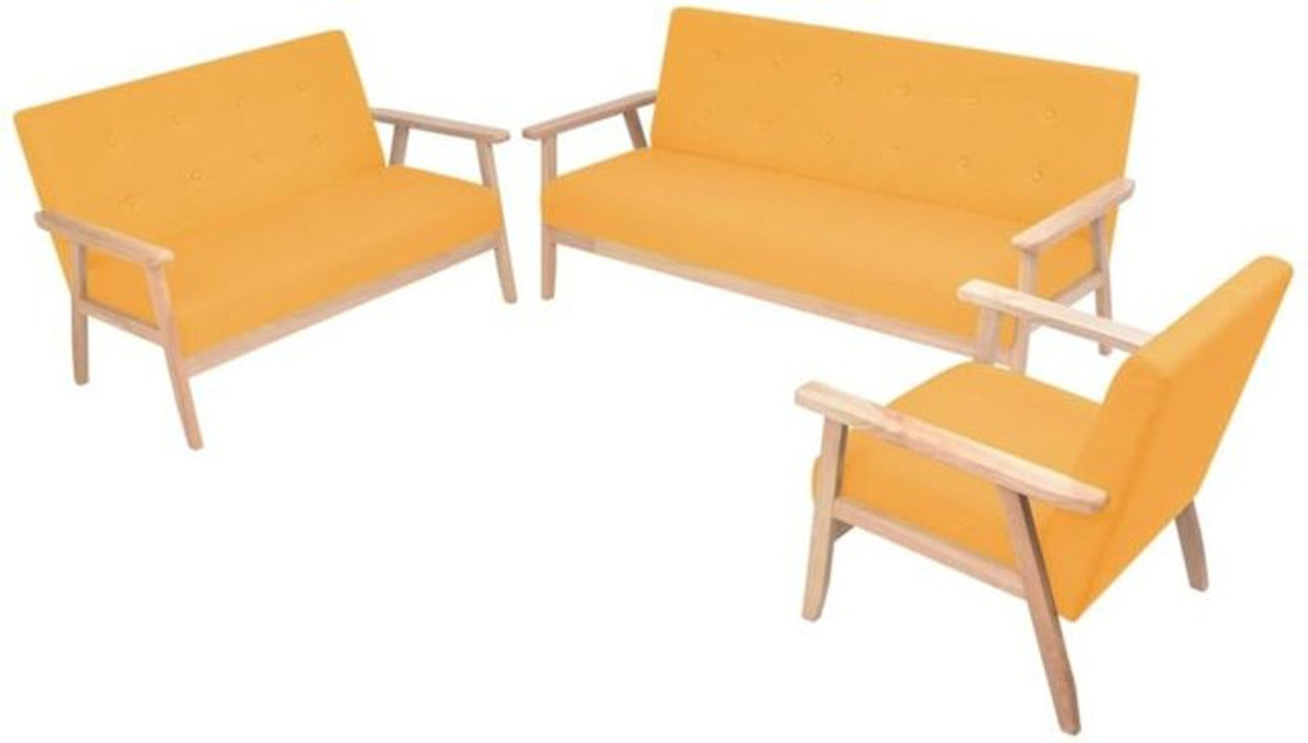 3-teilige Sofagarnitur aus Stoff in Gelb im skandinavischen Design von Vidaxl - Bild 1