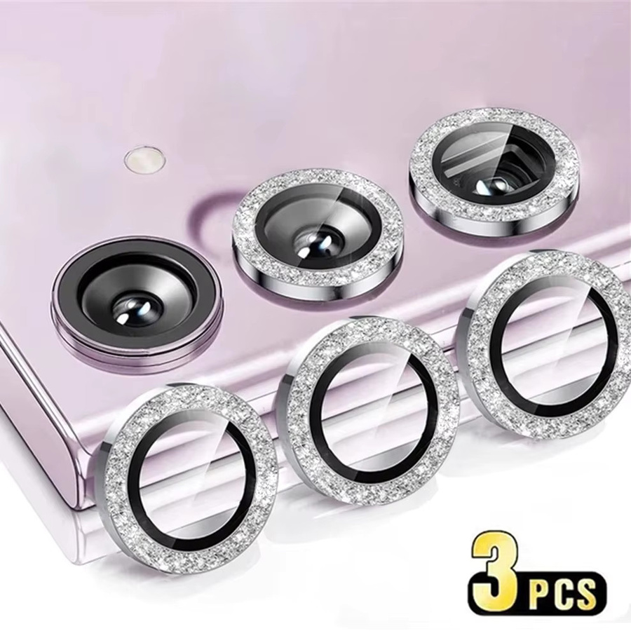 6-in-1 Kamera-Schutzset mit Glitzer-Metall-Objektivdeckel und gehärtetem Glas für Samsung Galaxy A55 A35 A15 A54 A34 A14 in Schwarz und Transparent - Bild 2