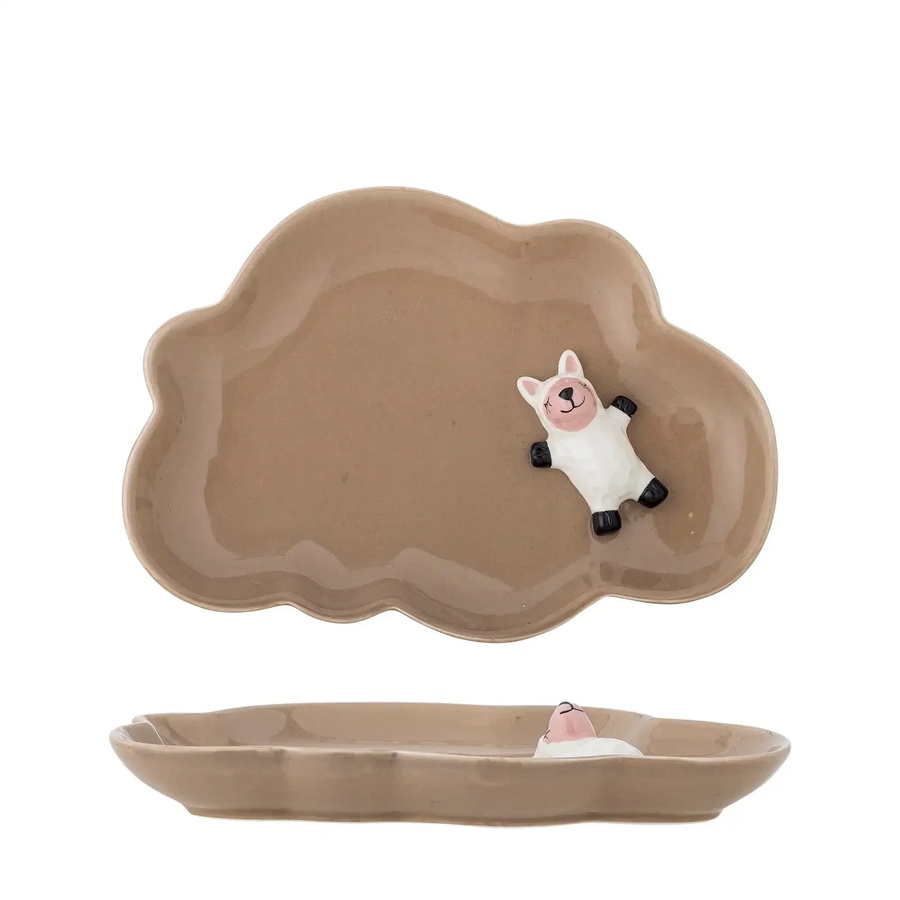 Bloomingville Mini Dolly Teller aus Steingut in Braun, Durchmesser: 20 cm - Bild 1