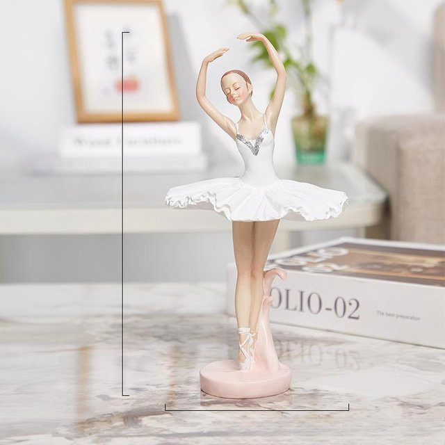Yiran Furniture Ballett Tänzerin Dekofigur aus Kunstharz in Pink und Weiß - Bild 1