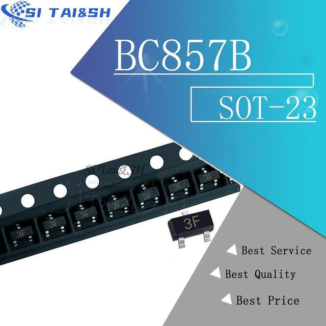 Si Tai&SH BC857B SOT-23 SMD Transistor, 100 Stück, Schwarz - Bild 1