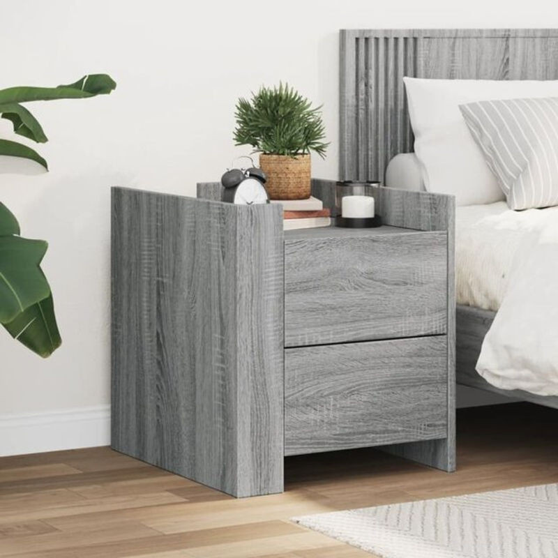 Moderner Nachttisch Vidaxl aus Holzwerkstoff in Grau, B/T/H: 45 x 50 x 50 cm - Bild 1
