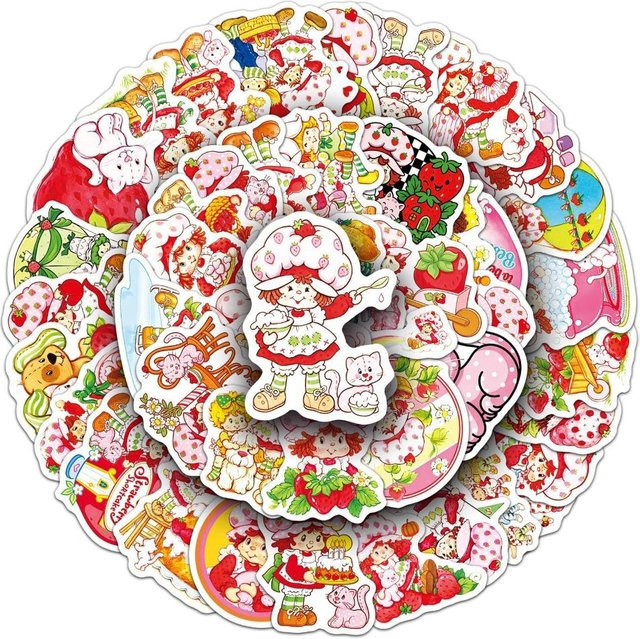 50 Stück Erdbeerkuchen Graffiti Aufkleber von Binchi Outdoor Product in Multicolour zur Dekoration von Laptop, Handy und Kühlschrank - Bild 1