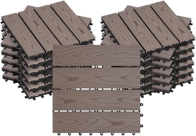 WOLTU WPC Terrassenfliesen Holzoptik Braun, 22 Stück/2 m² - Bild 1