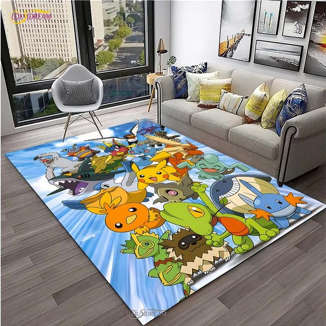 Miniso Pokemon Pikachu Teppich für Kinder, rutschfeste und waschbare Bodenmatte aus Polyester, B: 80 cm, T: 120 cm, Mehrfarbig - Bild 1