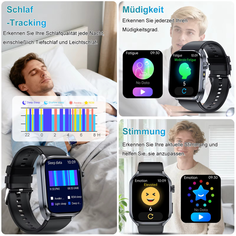 Marsyu Smartwatch, Schwarz, Silikon, Unisex - Bild 6