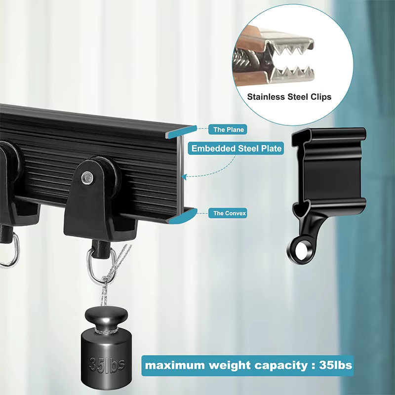 Flexible biegbare Vorhangschiene für Decke oder Wand in Schwarz oder Weiß für Wohnmobile und Raumteiler - Bild 5