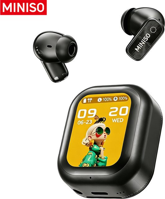 MINISO MS125 Kabellose Bluetooth In-Ear Kopfhörer mit HD-LCD-Display in Schwarz - Bild 1
