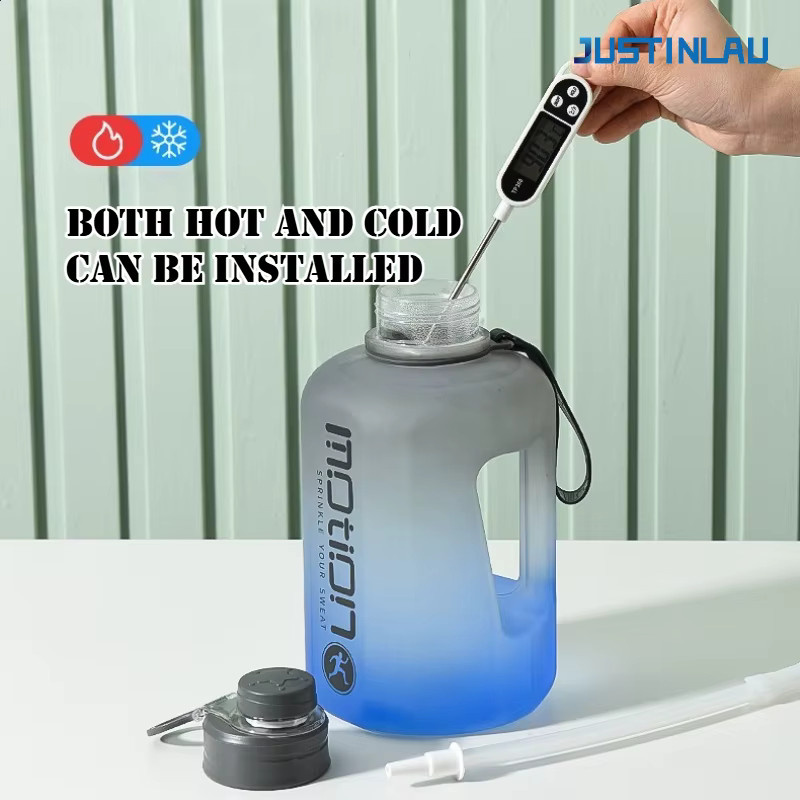 JUSTINLAU Sportwasserflasche mit Strohhalm in Pink, 2460 ml Wasserflasche mit Skala für Camping und Reisen - Bild 4