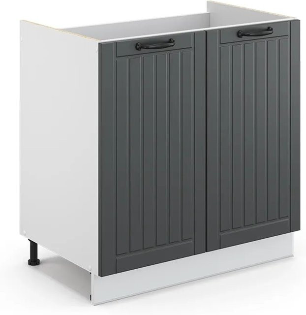 Vicco Spülenunterschrank Fame-Line in Anthrazit und Weiß im Landhausstil mit Soft-Close-Türen, B: 80 cm, H: 82 cm, T: 60 cm - Bild 1