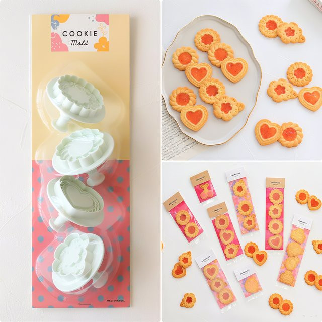 3D Blumen Cookie Cutter aus Silikon für Marmeladen-Sandwich-Kekse und Fondant-Dekoration, Weiß - Bild 1