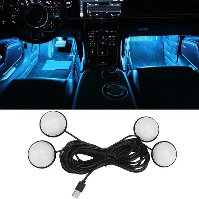 QYJSD LED Auto Ambientebeleuchtung RGB USB Fußraumleuchte in Schwarz - Bild 1