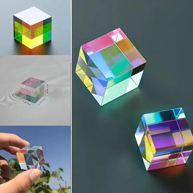 Zweifarbiger X-Cube aus optischem Glas, RGB-Kombinationsstrahlteilerprisma, Bunt / Mehrfarbig - Bild 1