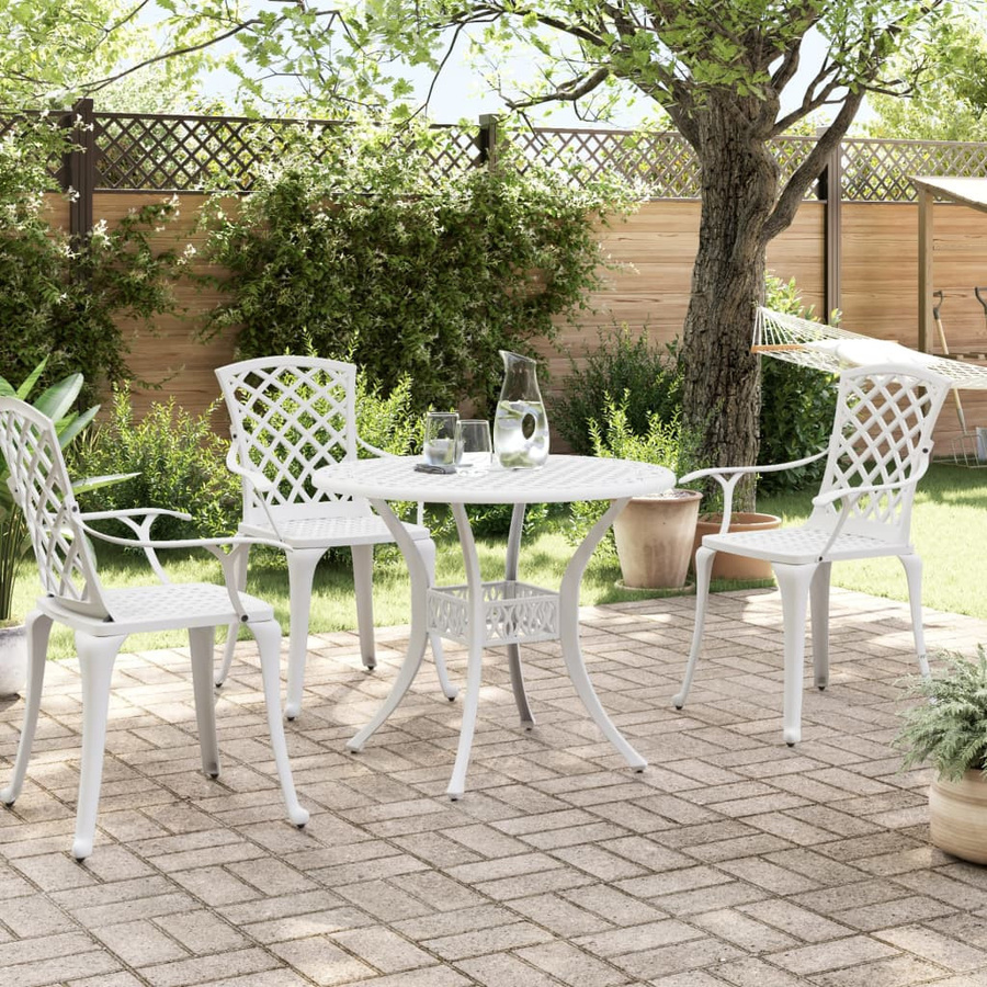 vidaXL Gartentisch aus Aluminiumguss in Weiß, Durchmesser: 90 cm, Höhe: 75 cm - Bild 3