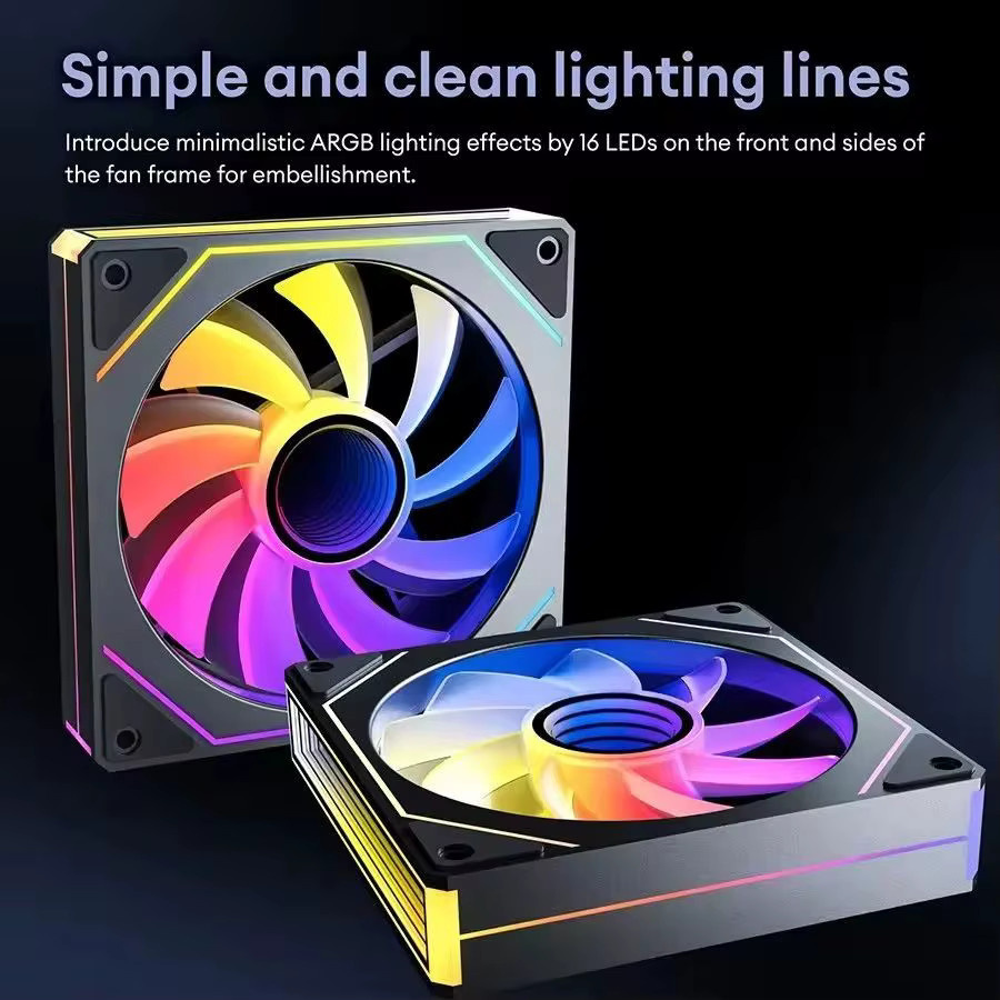 LDPCSJ Prism 7 PRO ARGB PC-Gehäuselüfter mit Infinity-Spiegel-Design, 120mm, 4-PIN PWM, Schwarz/Mehrfarbig - Bild 3
