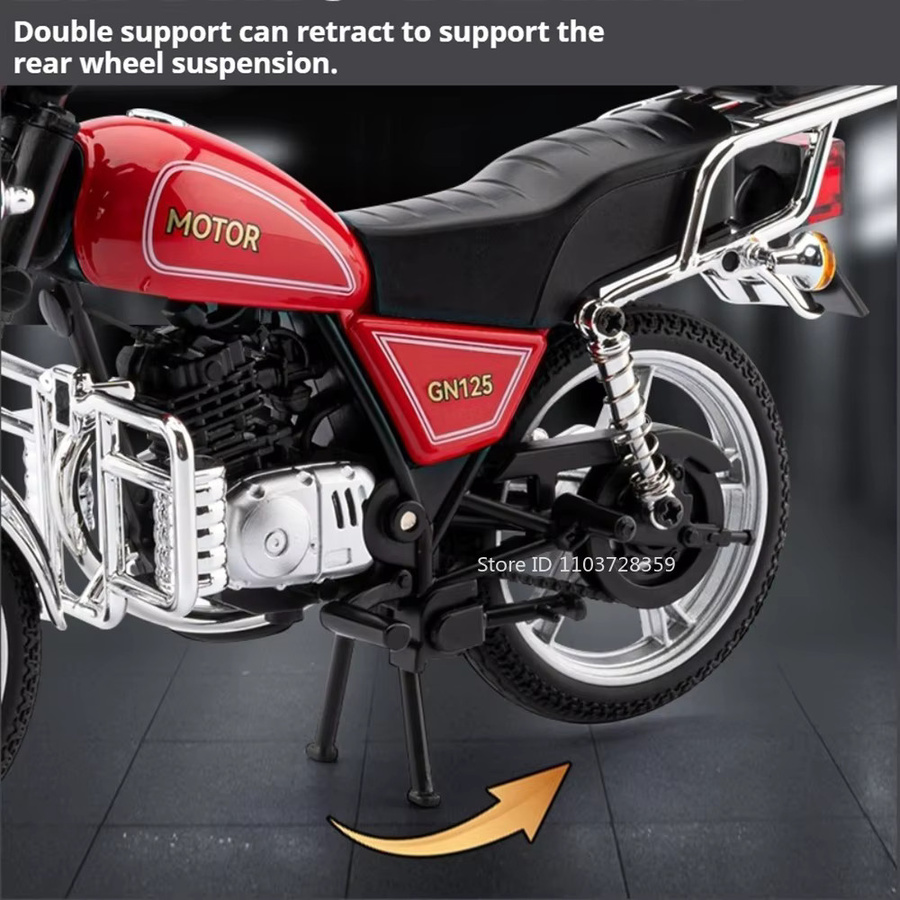 MAKEDA Suzuki GN125 GSX1000R Spielzeug-Motorradmodell, 1:12, Metall, mit Sound und Licht - Bild 3