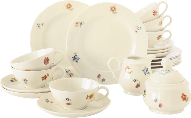 Seltmann Weiden Teeservice Marieluise aus Porzellan in Elfenbein mit Blütenmeer Design 20er Set - Bild 1