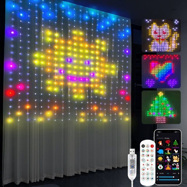 Gyarfas RGB LED Vorhanglicht mit App-Steuerung und USB-Anschluss für DIY-Dekoration - Bild 1