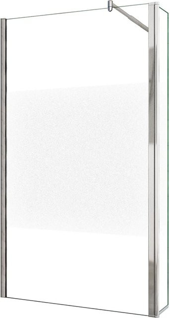 AICA Walk In Duschkabine mit Flipper Panel aus ESG Glas mit Milchglasstreifen und Nano-Beschichtung, B/H: 100 x 200 cm (Duschwand 70 x 200 cm + Flipper Panel 30 x 200 cm) - Bild 1