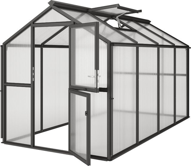 KGT Gewächshaus Galant IV in Anthrazit-Grau mit 8,8 m² Fläche und 10 mm HKP, B/L/H: 2,16 x 4,08 x 2,38 m - Bild 1