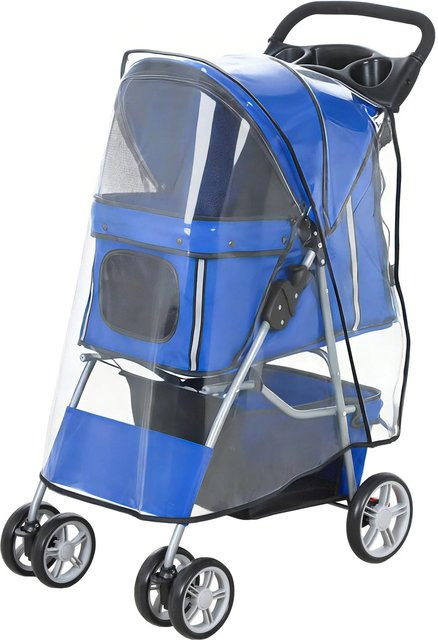 PawHut Hundewagen aus Stahl und Polyester in Blau, B/T/H: 77 x 44 x 102 cm - Bild 1