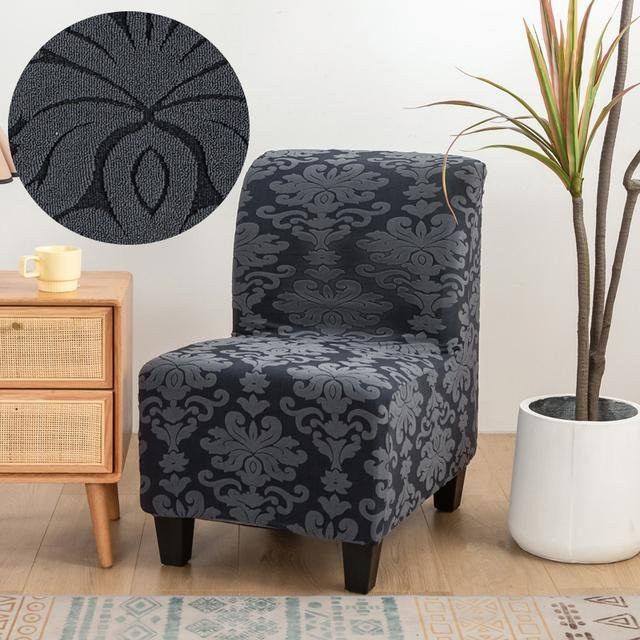 Abnehmbarer Slipper-Schutz für armlose Sessel, grauer Jacquard-Bezug aus Polyester und Elasthan mit modernem Grafikmuster - Bild 1