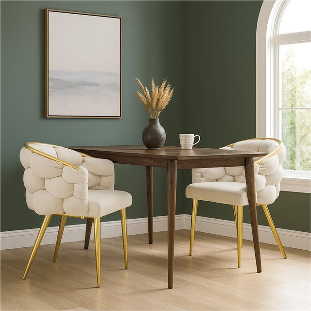 HTI-Living Stuhl Alsen in Gold und Beige im Retro-Design - Bild 1