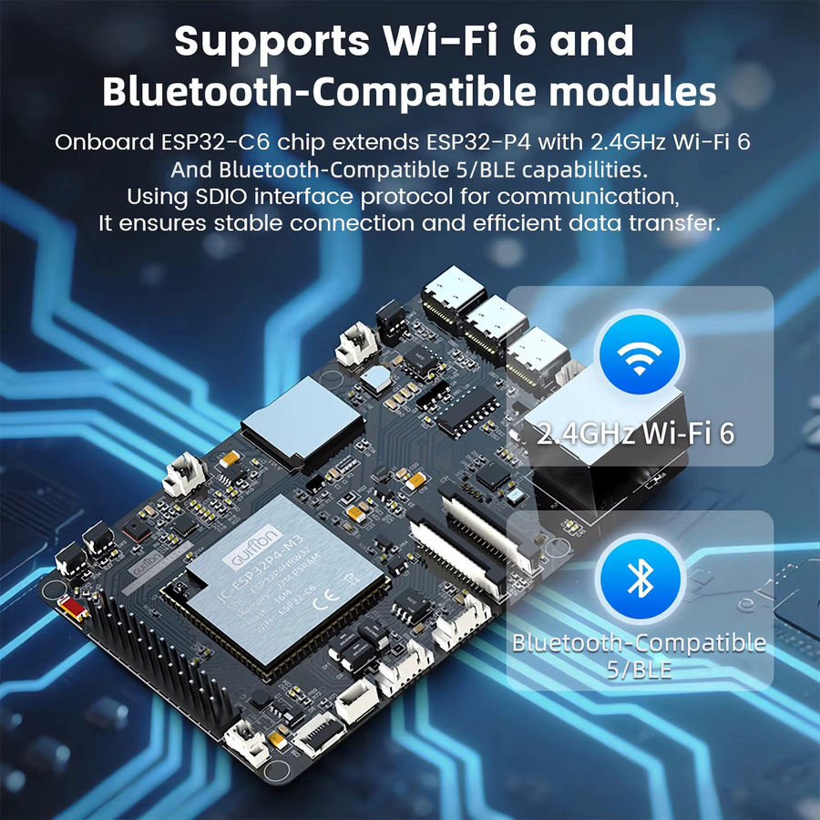 ESP32-P4 Entwicklungsboard mit WiFi6, Bluetooth 5 / BLE und RJ45 Ethernet, 32M PSRAM und 16MB Flash für Arduino IDE - Bild 3