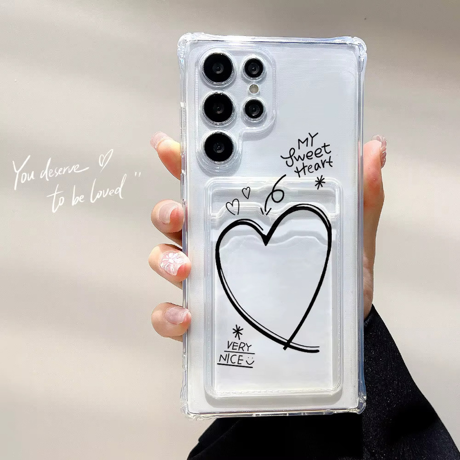 Samsung Handyhülle Soft Cover mit Kartenhalter Liebe Herz Design in Transparent für Samsung Galaxy A56 5G A17 A16 A15 A55 A54 A36 A35 A53 A52 A26 A22 A14 A13 A07 A06 A05s - Bild 2