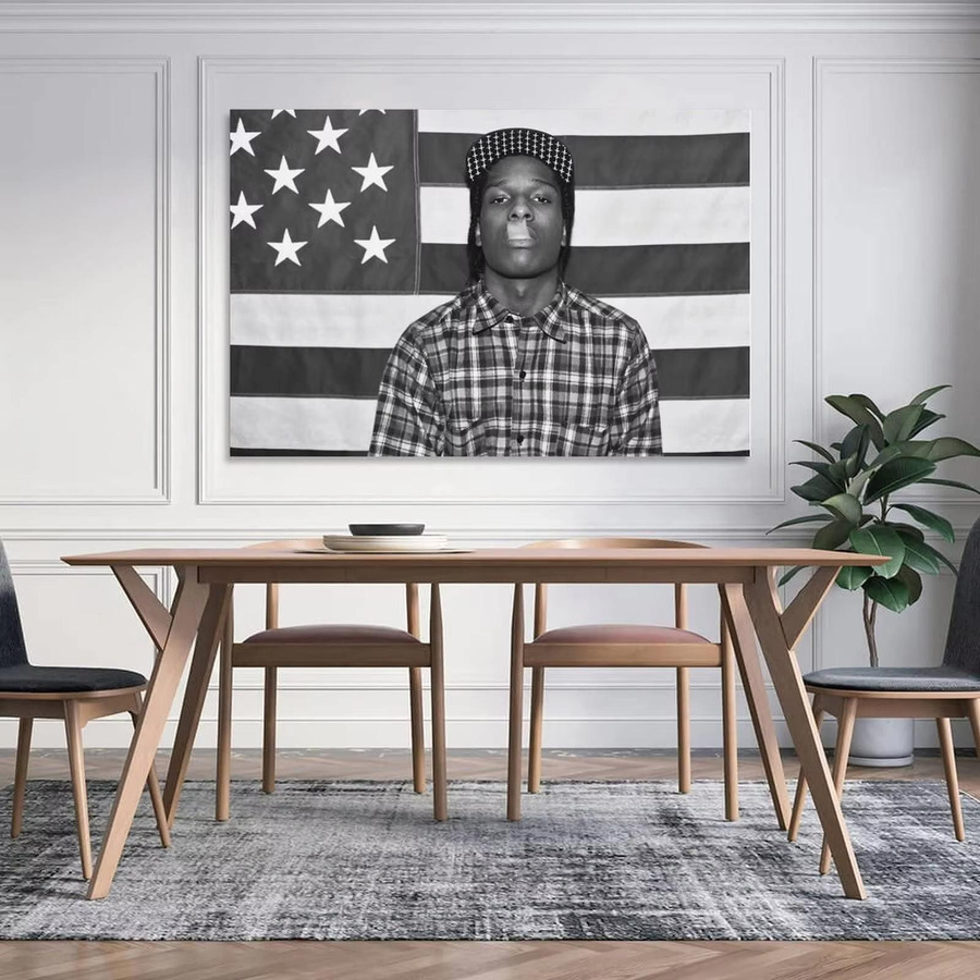 ZX Tapestry Wandkunst mit AAP Rocky ASAP Motiv Amerikanische Flagge, Mehrfarbig, Breite: 150 cm, Höhe: 150 cm - Bild 2