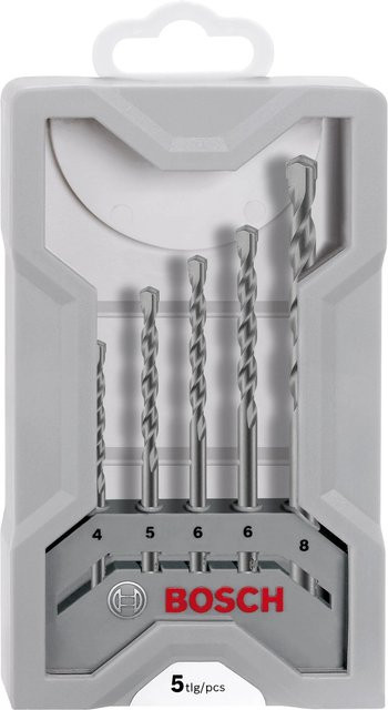 Bosch CYL-3 Silver Percussion Betonbohrer-Set mit Hartmetallspitze, 5-teilig, Farbe: Silver, Durchmesser: 4 mm bis 8 mm - Bild 1